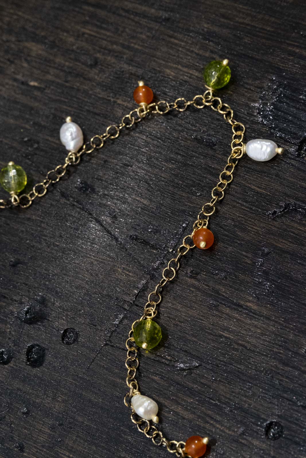 ANKLET - BRONZE AND NATURAL STONES